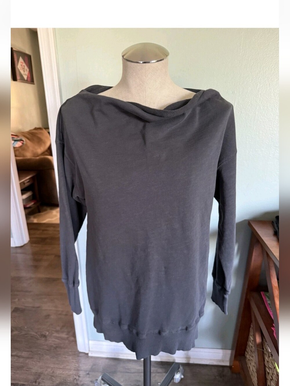 Pilcro Anthropologie Charcoal Grey Drape Neck Women’s Sweater Size M